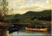 Men in Two Canoes Albert Bierstadt